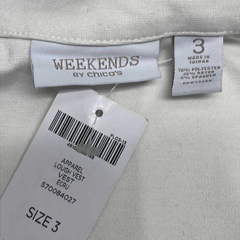 Weekends by Chico’s Ecru Full Zip Sleeveless Mockneck Layering Everyday Vest 3XL - Image 12