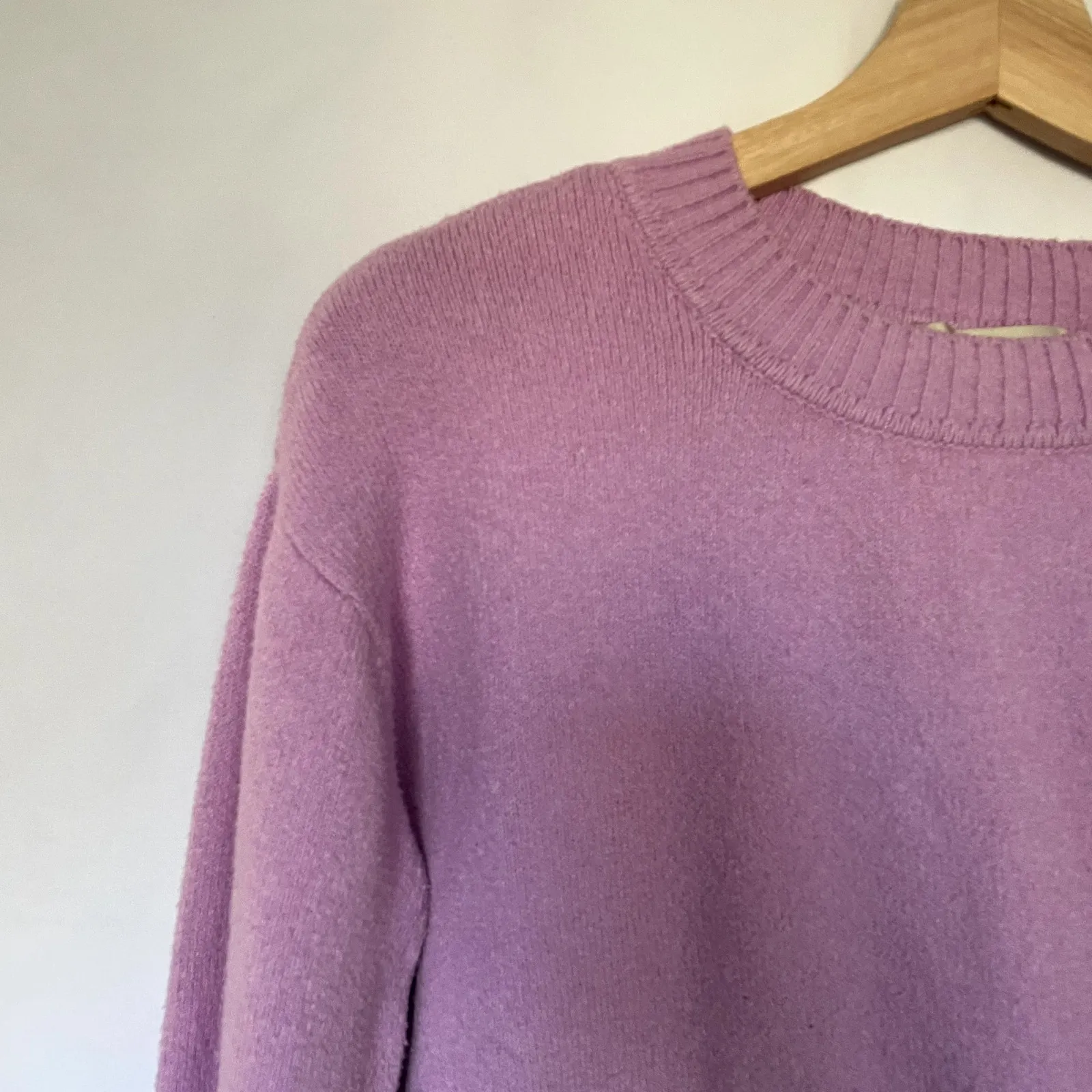 LOFT ann taylor pink knit crewneck sweater thick warm women's size large - Image 2