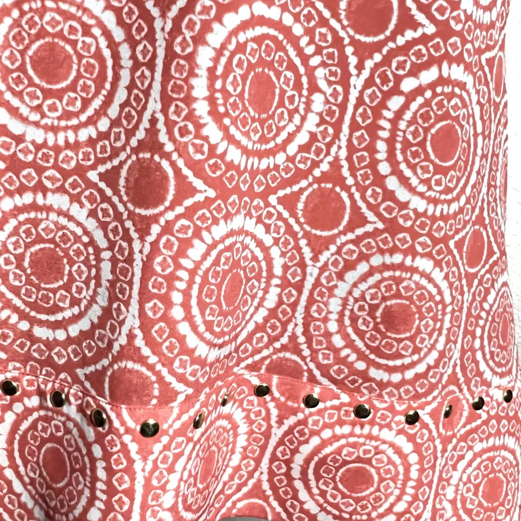 Michael Kors Coral Halter Circle Geometrical Fitted Tank with Gold Metal Studs - Image 6