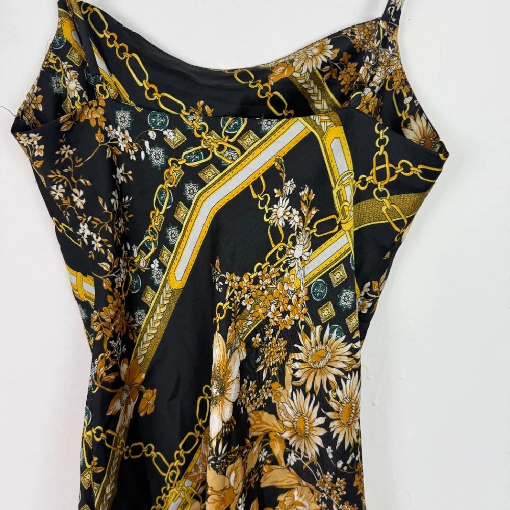 Princess Polly Lucci Mini Dress Sleeveless Chain Floral Black Size 4 EUC - Image 9