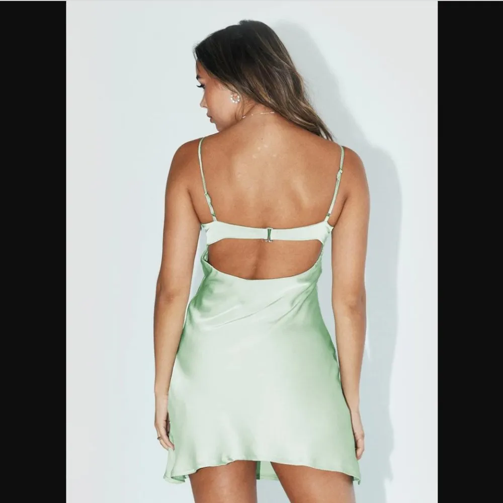 Princess Polly Moniz Sage Green Lace Trim Mini Dress 12 - Image 5