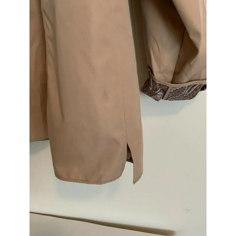Dennis Basso Womens Size M Trench Coat Khaki Removable Hoodie Paisley Lined NWOT - Image 6