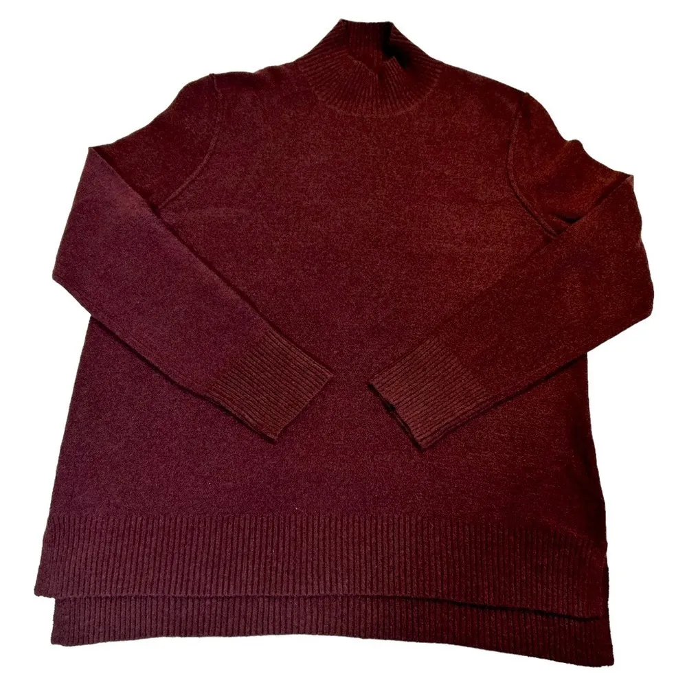 Calvin Klein Jeans Turtleneck Acrylic Blend Sweater Burgundy Size XL - Image 5