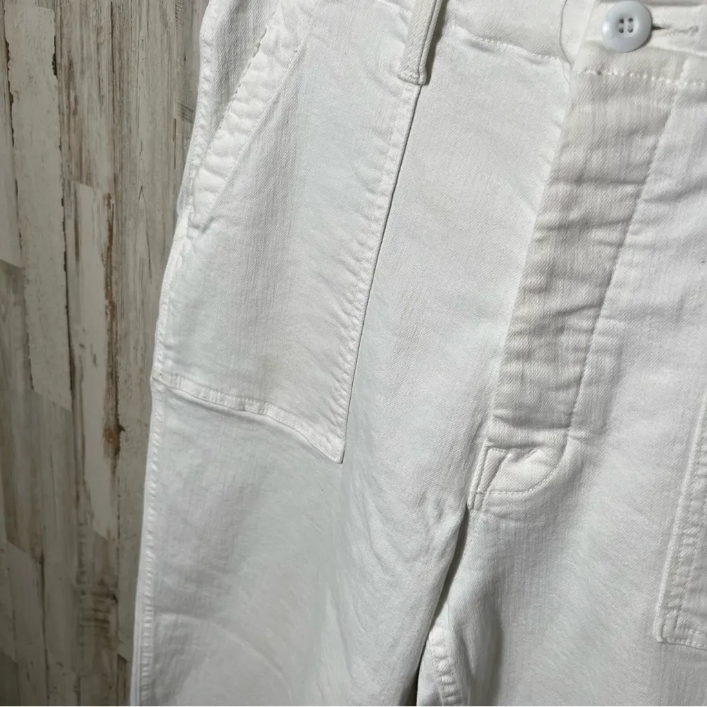 MOTHER Denim The Patch Pocket Private Ankle Fray White Straight Jeans Womens 28 White - Image 11