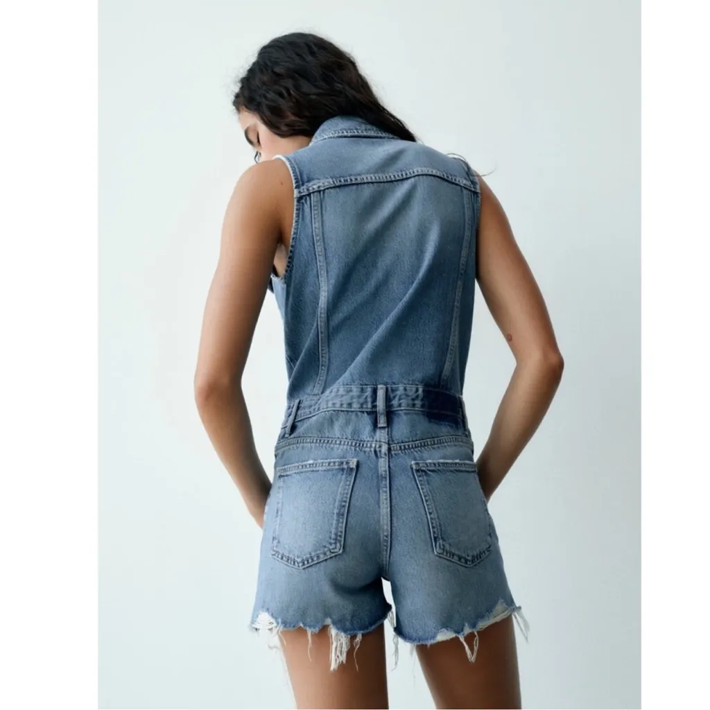 Zara Sleeveless Denim Romper - Image 2