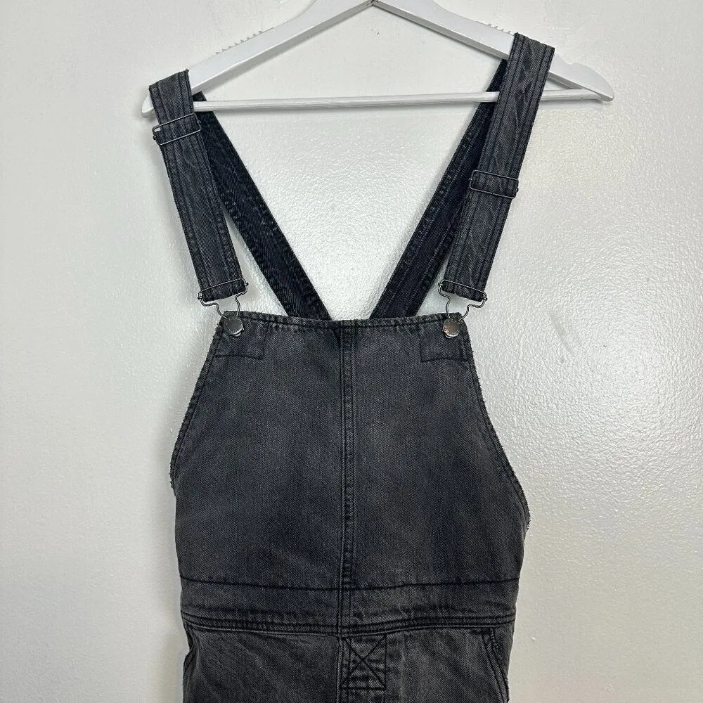 FREE PEOPLE Torn Up Washed Black Distressed Denim Jumper in Wash Black Size US 4 - Image 5