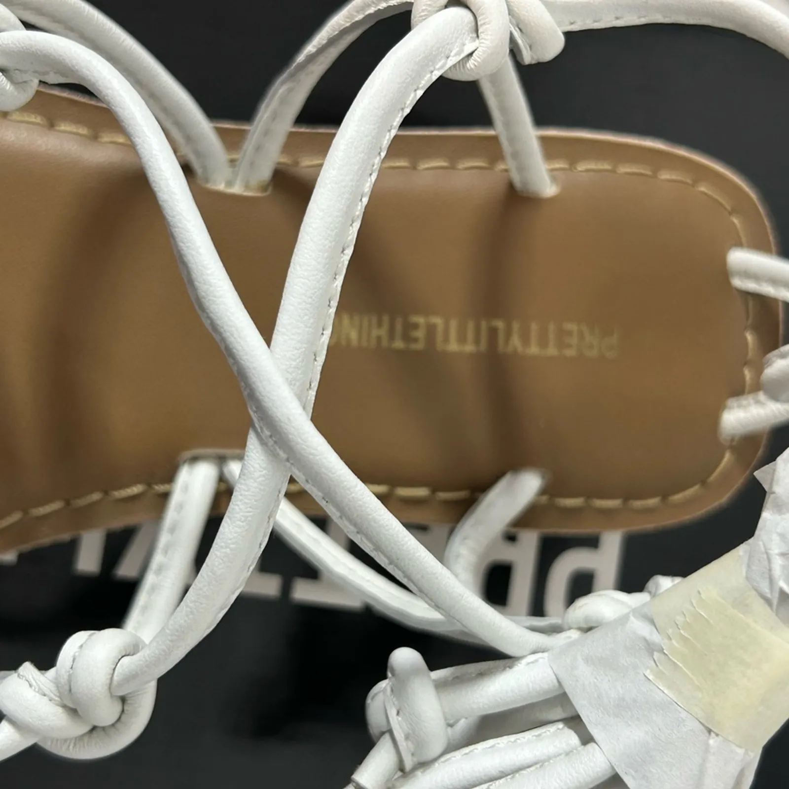 PrettyLittleThing White Lace Up Gladiator Sandals NIB UK 5 US 7 - Image 6