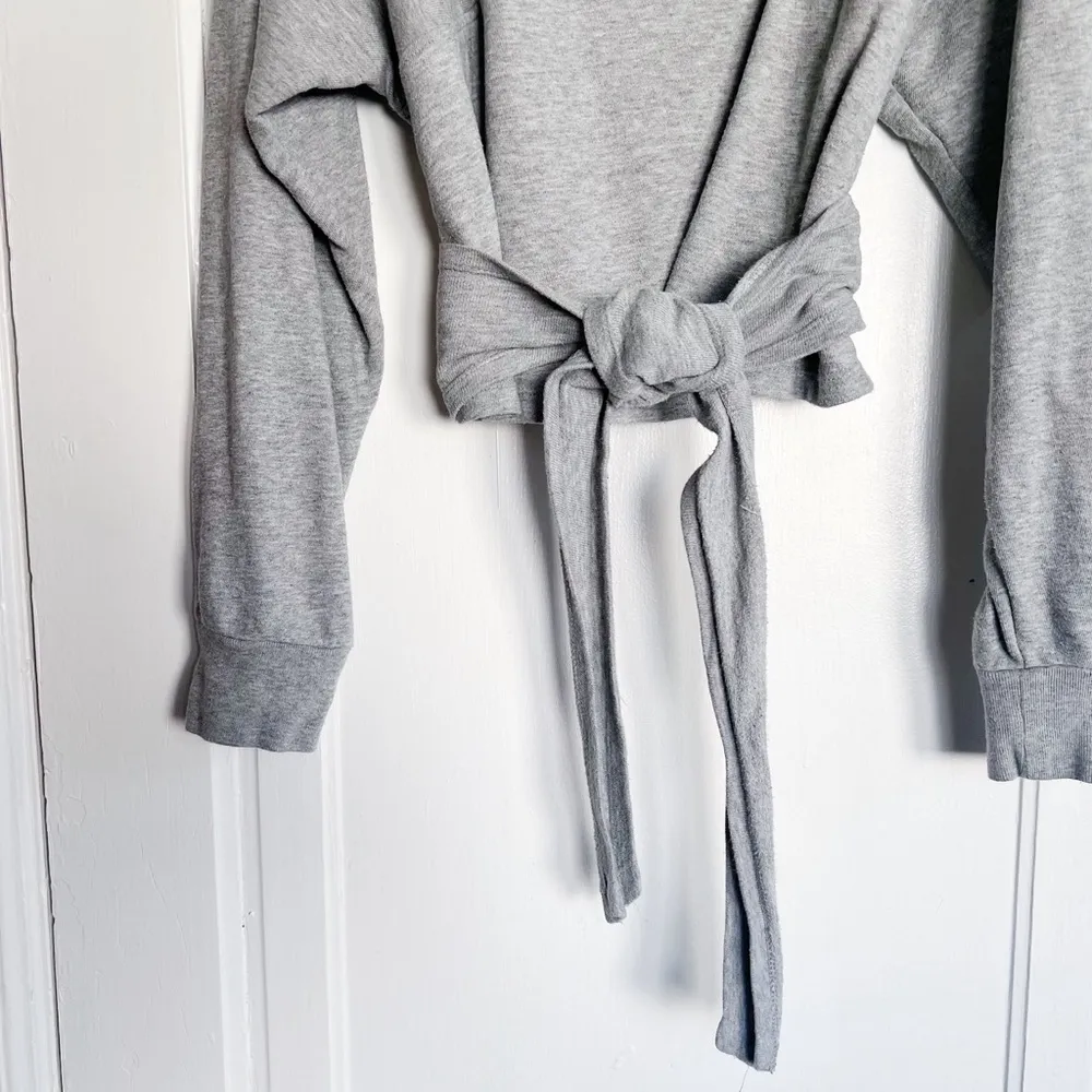 ALC • Atlas Tie-Front Sweatshirt grey terry knit dolman sleeve wrap waist - Image 12