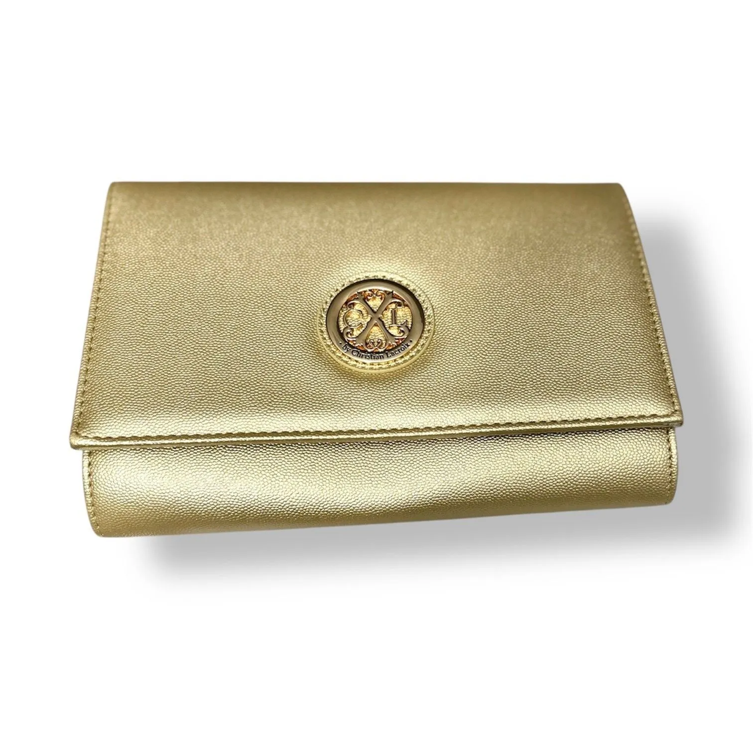 New CXL by Christian Lacroix Gold Paris Caviar Clutch Crossbody Detachable Chain - Image 4