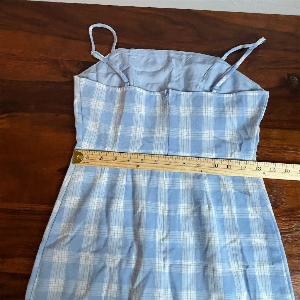 BP Women's Plaid Spaghetti Strap Dress Blue White Size S Short Casual - Image 8