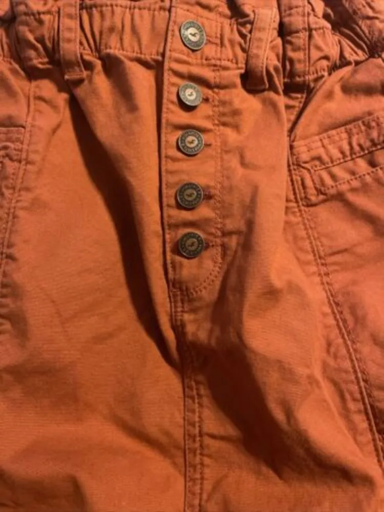 Hollister Size XS Burnt Orange Ultra High Rise Button Up Skirt Raw Hem Mini - Image 3