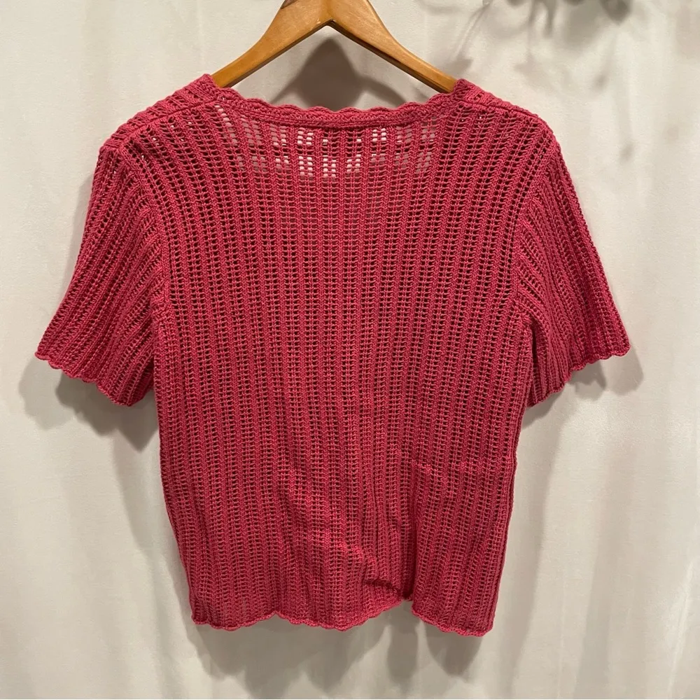 Cute 90’s Rose shaker knit scallop trim cottage core v - Image 5