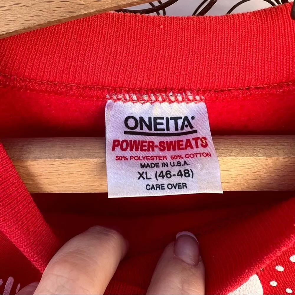 Vintage 90s Ugly Christmas tic tac toe sweatshirt red XL - Image 5