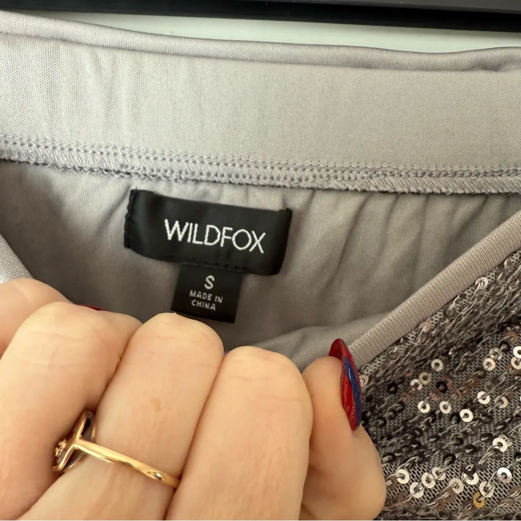 Wildfox Armidale Silver Sequin Side Slit Midi Skirt S NWT - Image 7