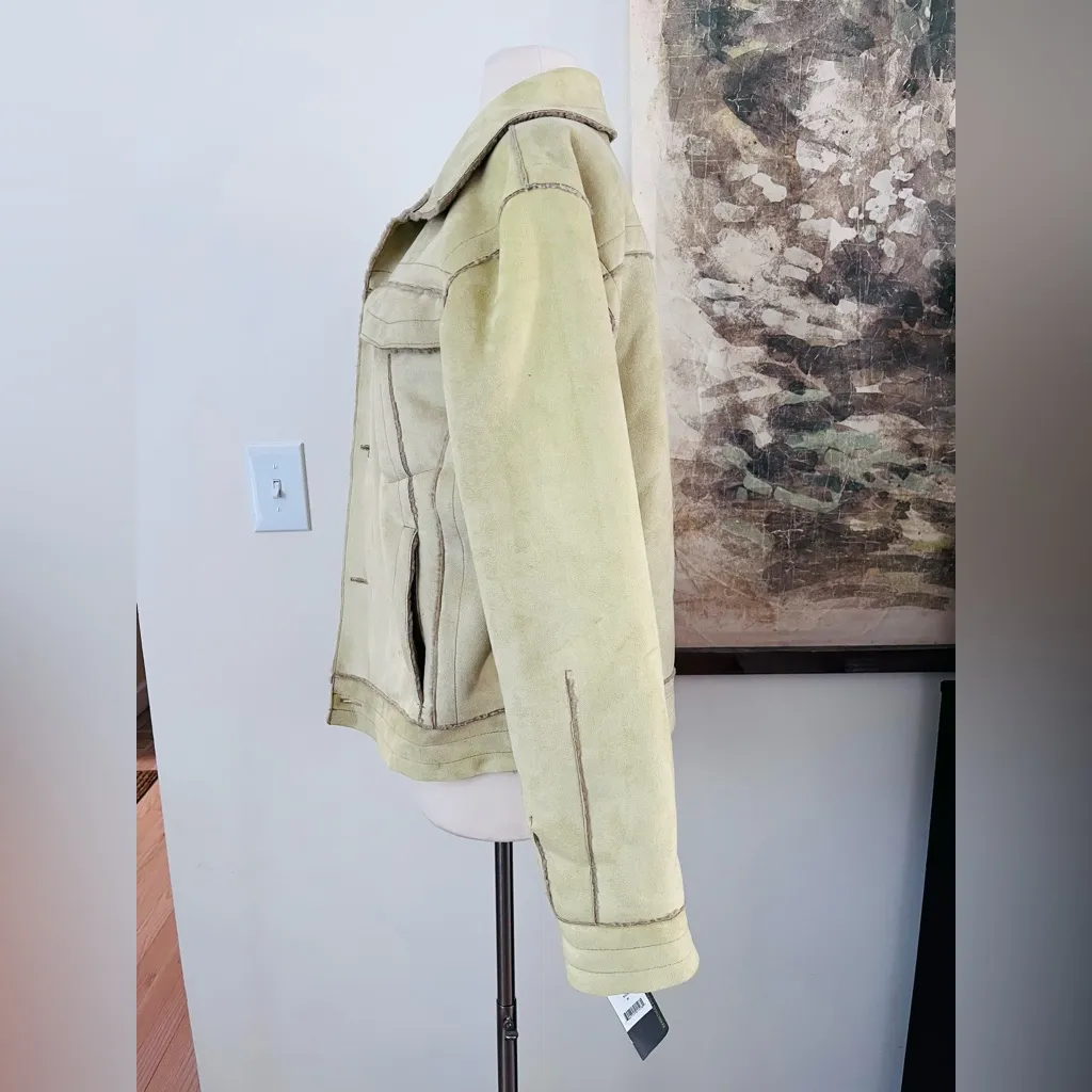 Kenneth Cole Reaction Faux Suede Sherpa Jacket in Khaki Size Medium NWT - Image 8