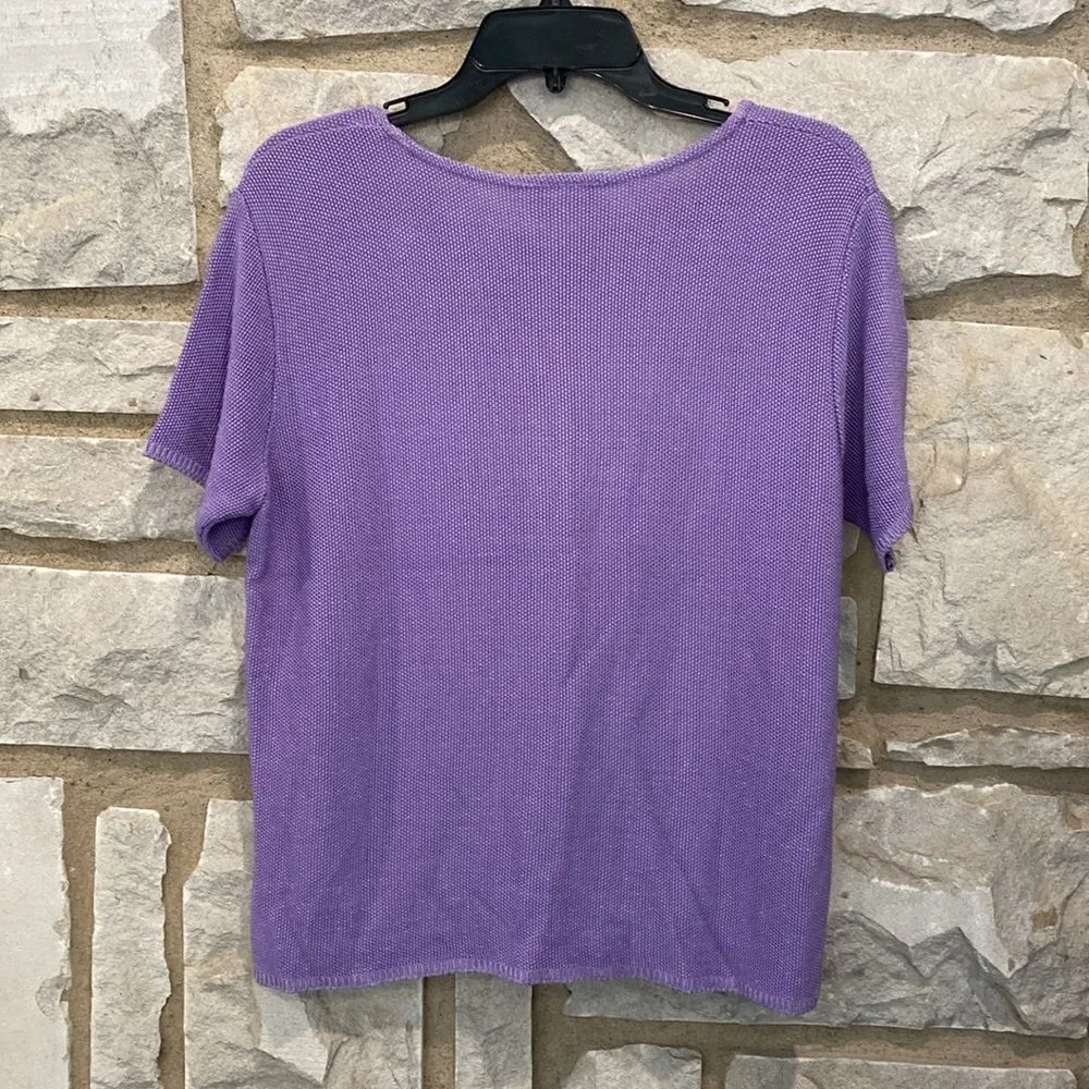 Sarah Arizona Lavender Purple Short Sleeve Knit Sweater Top XL - Image 2