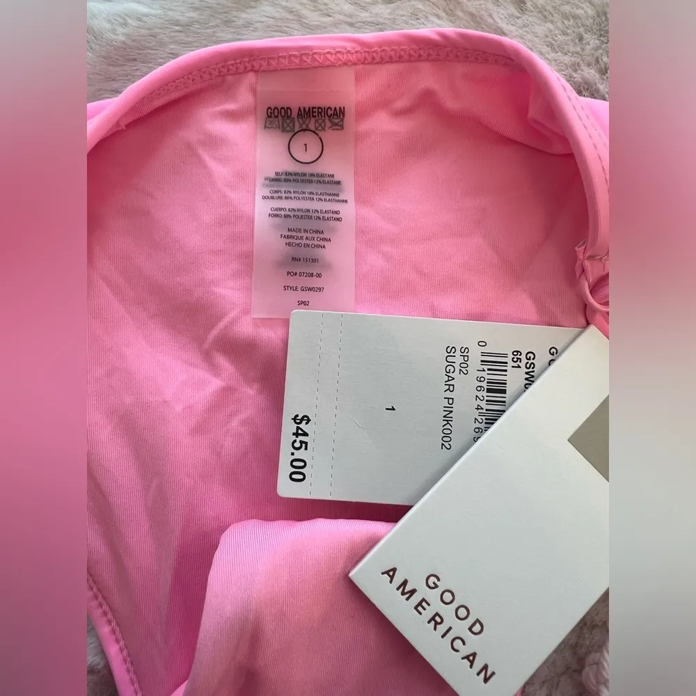 NWT: Good American Perfect Fit Bikini Bottom in Sugar Pink002 Size 1 - Image 5