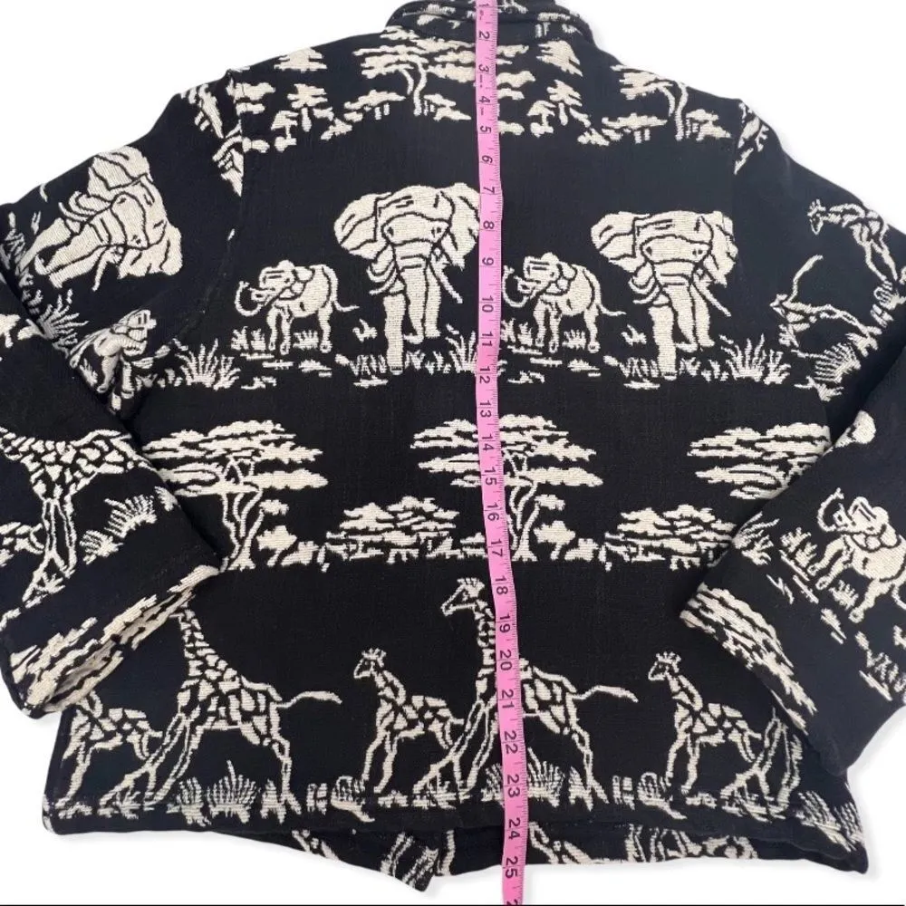 Vintage New Identity Elephant & Giraffe Safari Print Tapestry Jacket Size M - Image 11