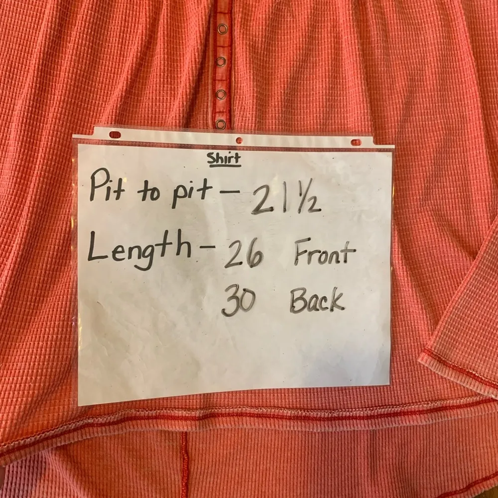 Free People We The Free Coral Kia Henley Top Medium waffle Swingy Babydoll Snap - Image 6