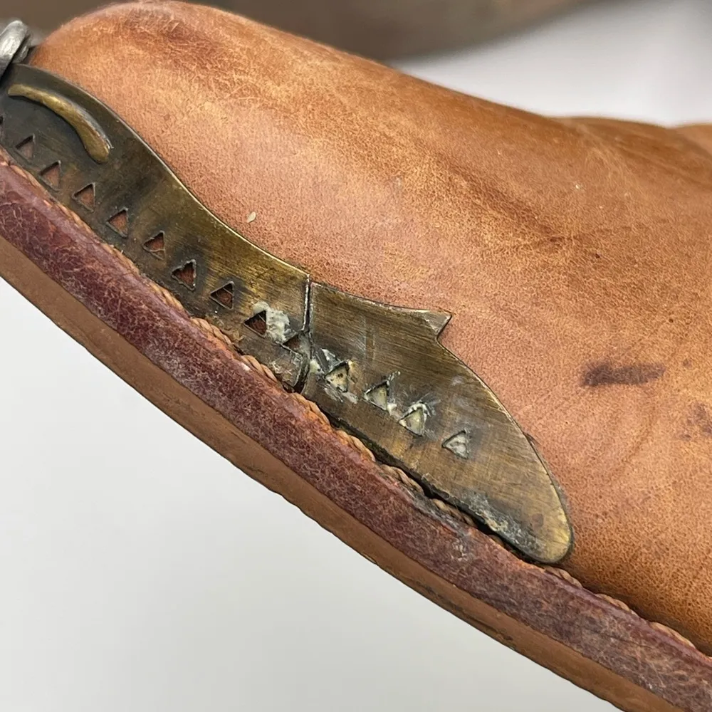 Circle S “Triger” Leather Boots Women’s Sz 7 Vintage Brown Slouchy Western - Image 16