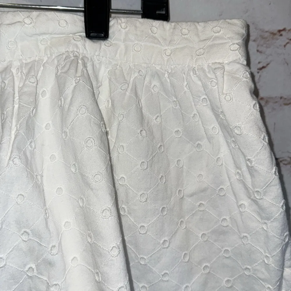 Gap Skirt Womens 10 White Eyelet Gather Short Mini Lined Cotton Summer Spring - Image 2