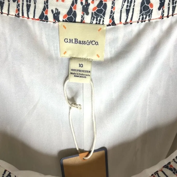 G.H. Bass & Co. Giraffe Print Pleated Midi Skirt Navy Orange White Size 10 NWT‎ Blue - Image 5