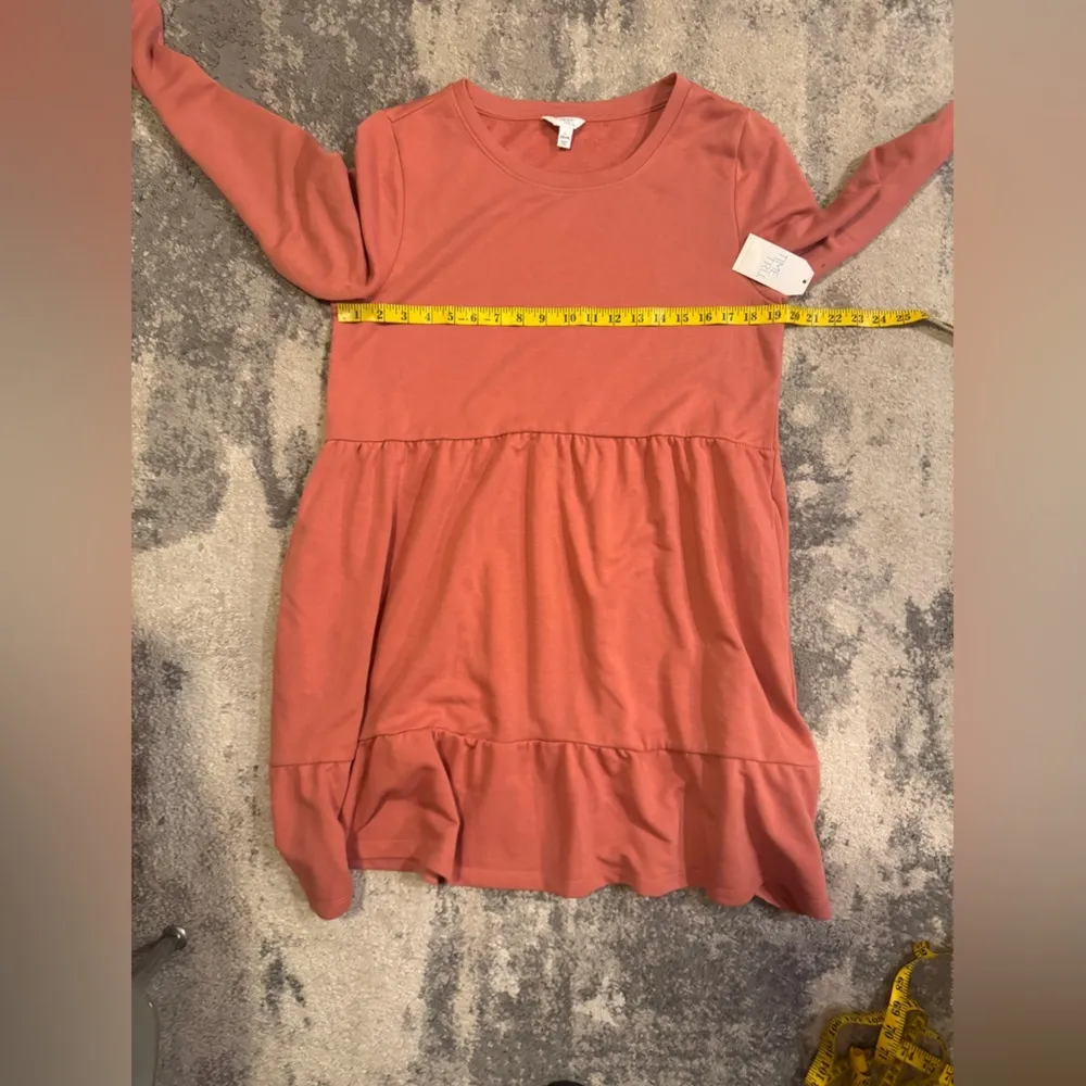 Time and Tru Pink Long Sleeve Crew Neck Casual Sweater Dress Size L - Image 5