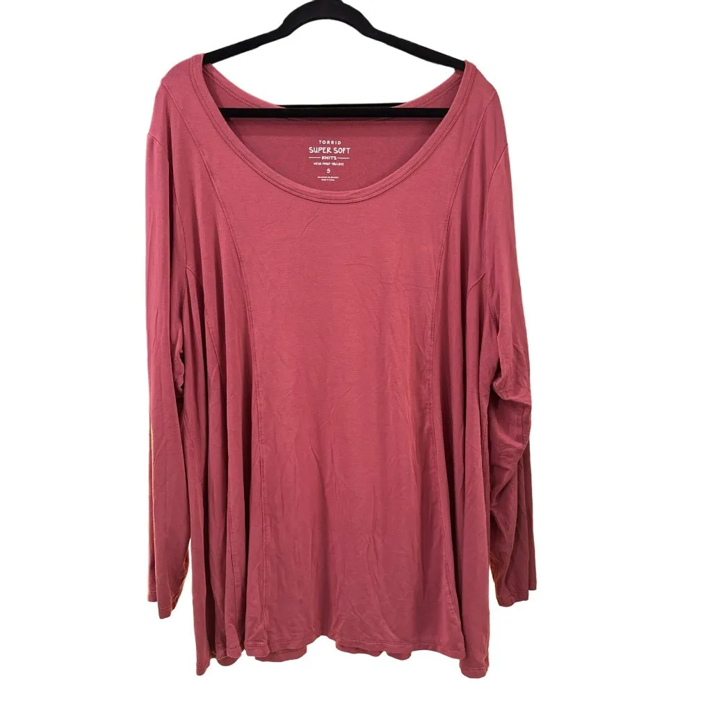 Torrid Super Soft Scoop Neck Fit And Flare Long Sleeve Top 5 5X T-Shirt 14312351 - Image 3