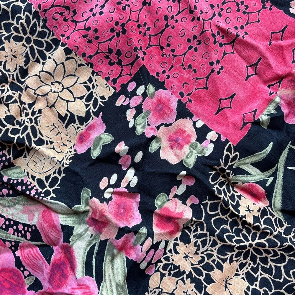 Angie Black and Pink Floral Patchwork Skirt - Image 3