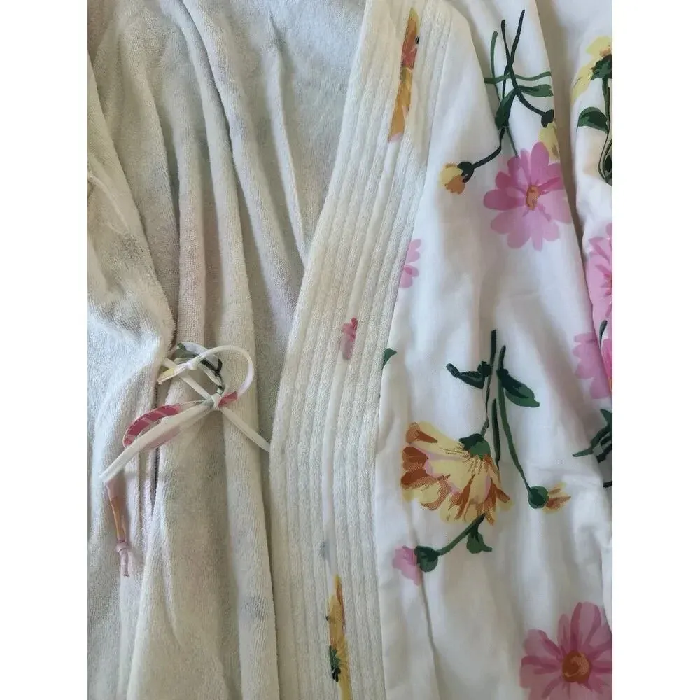 VILLAGE FAIR Bathrobe Vintage Floral Pink Robe Size Large 1495 - Image 11