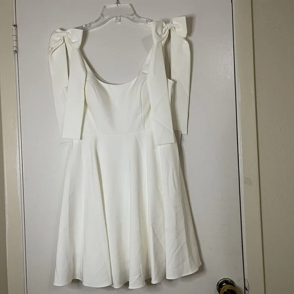 NEW! Revelry Millie Crepe Mini Dress white pearl wedding bridal party US Size 8 - Image 3