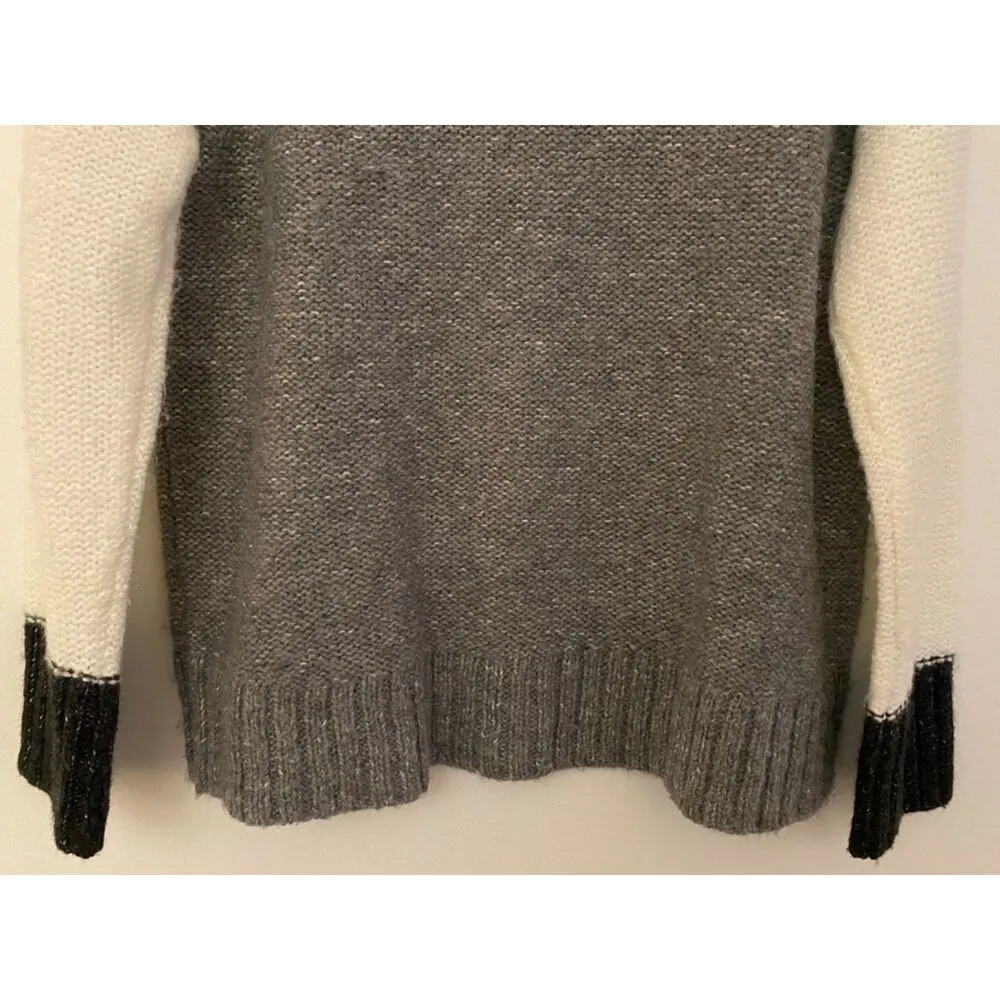 Michael Stars Grey Block Color Long Sleeve High Collar Sweater Women's Sz Small - Image 8