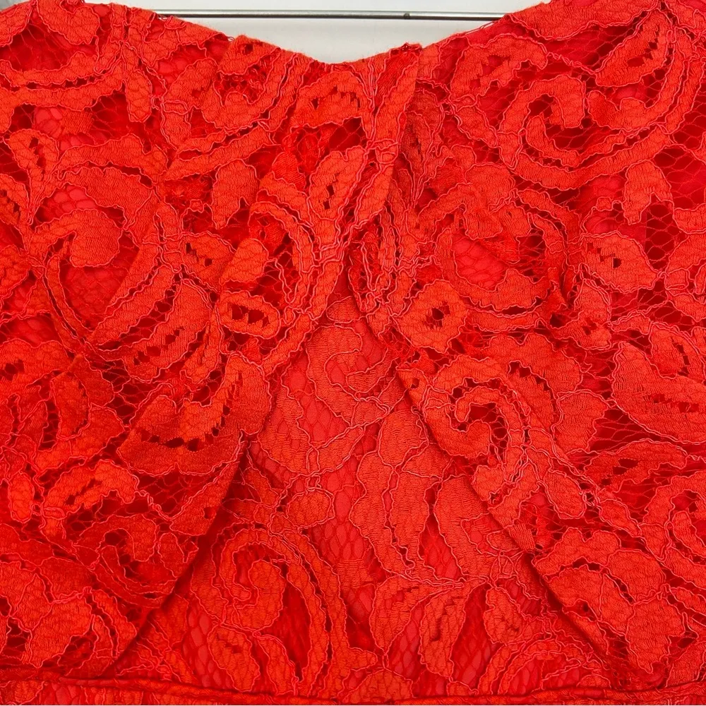 NWT J. Crew Kelsey Poppy Red Leavers Lace Strapless Sheath/Mini Dress Size 8 - Image 6