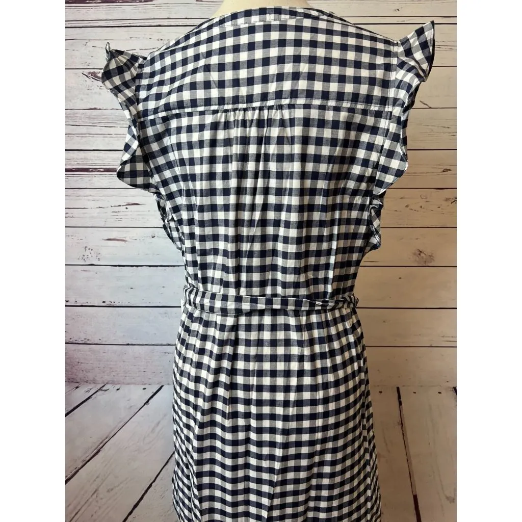 NWT Old Navy A-Line Dress Gingham Plaid size Large‎ Ruffle Belted Summer Western - Image 11