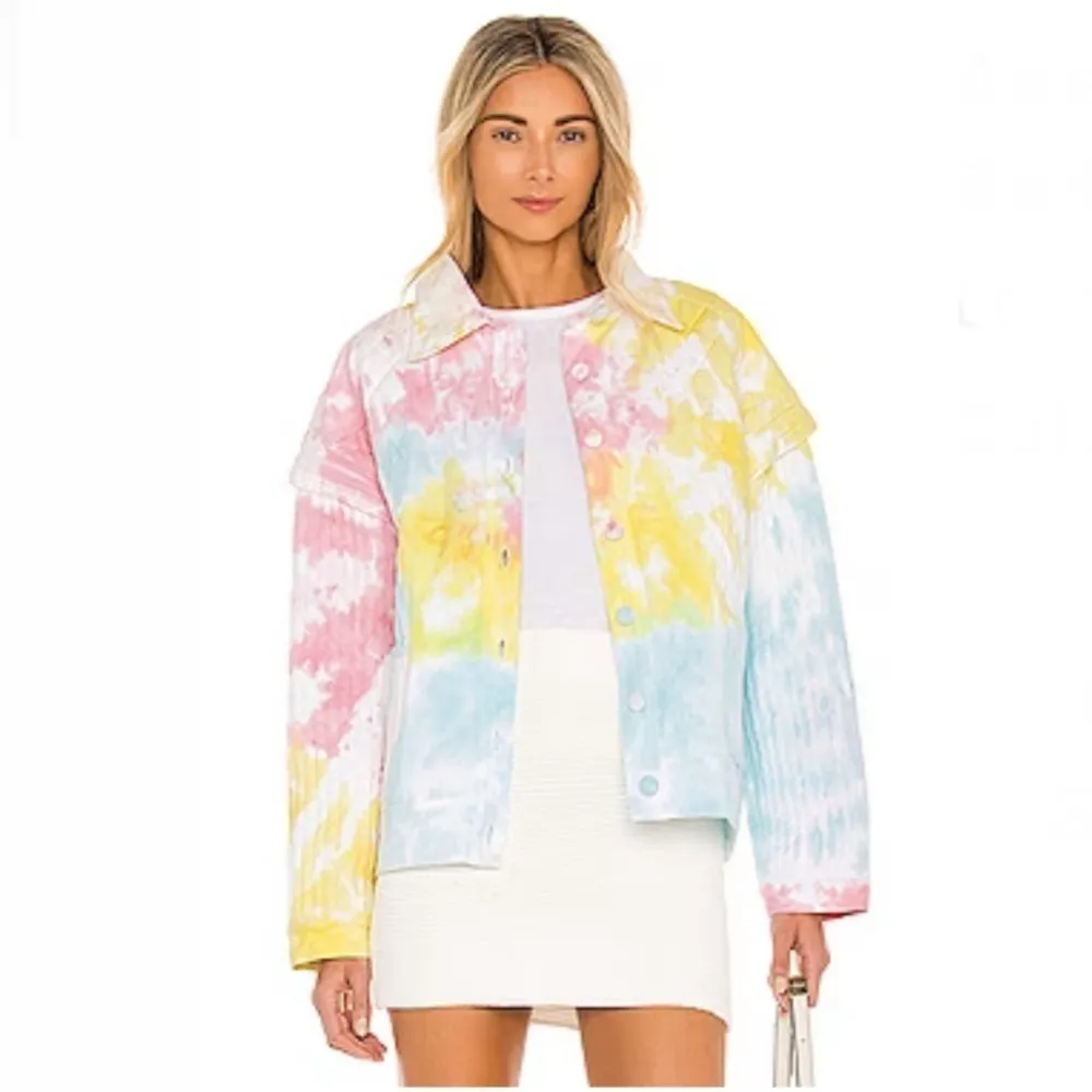 NWT LoveShackFancy Adelade‎ Jacket in Rainbow Radial Tie Dye Size Large - Image 8