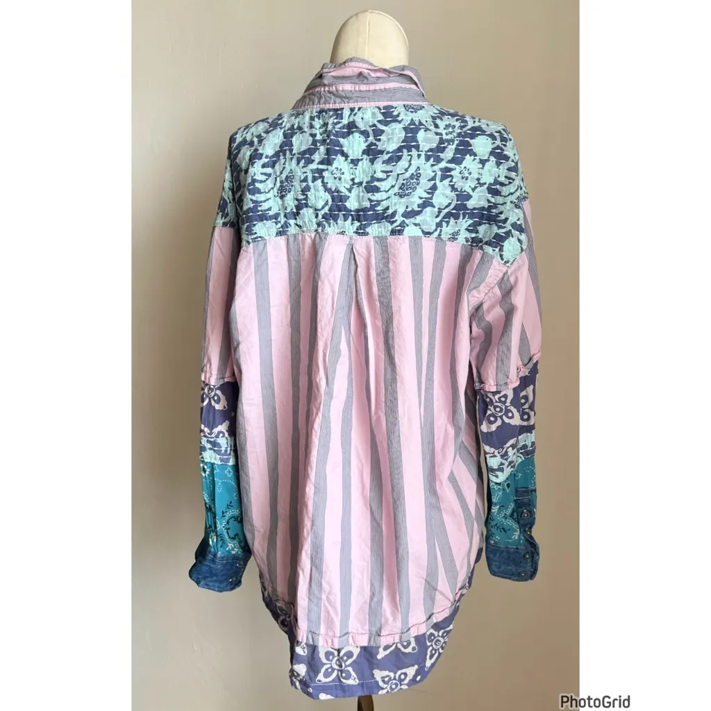 Free People Wild Dunes Printed Oversized Shirt XS - Image 4