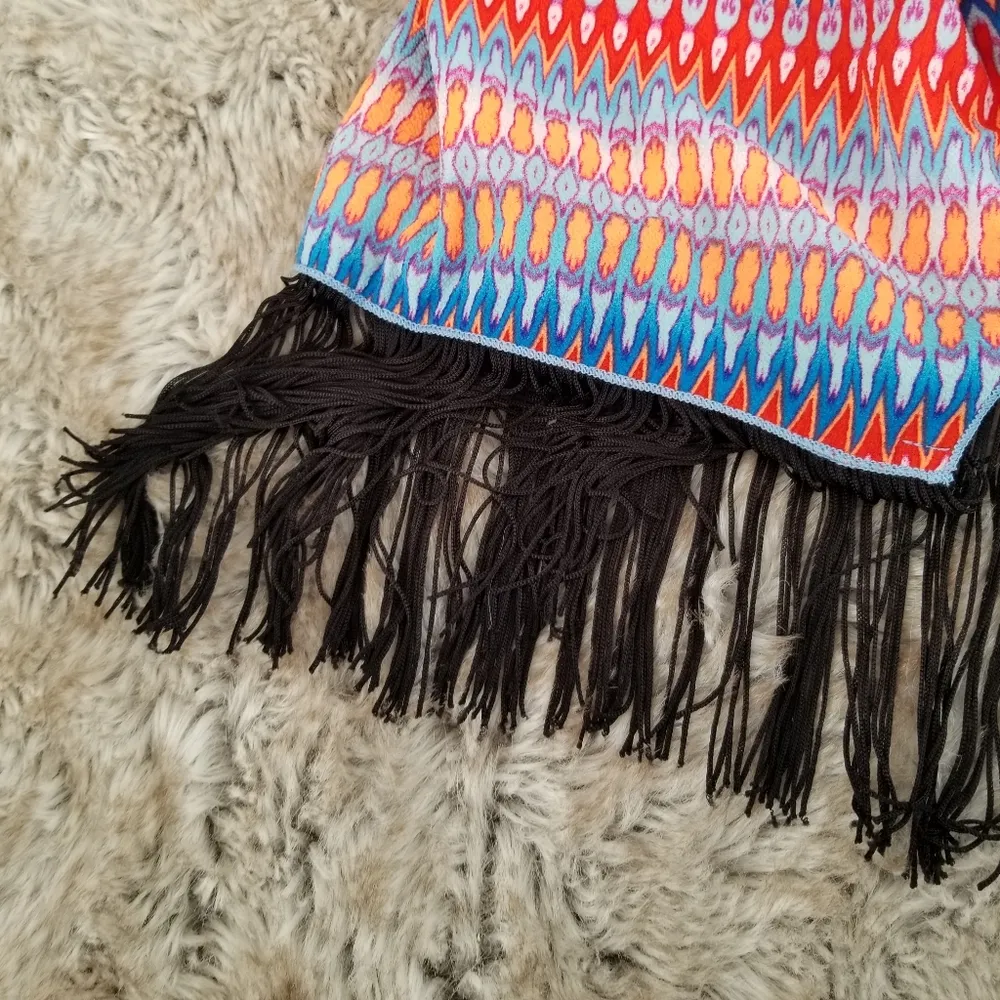 Lularoe Monroe Fringe Kimono Zigzag Neon Size Sm - Image 3
