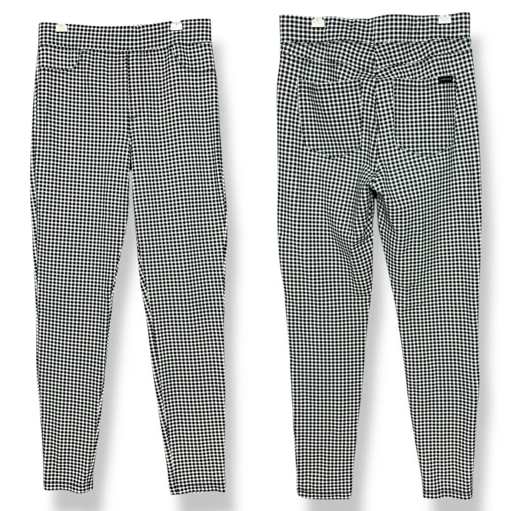 Sanctuary Pants Stretch Gingham Checkered Women Size Small Pull-On Black White - Image 2