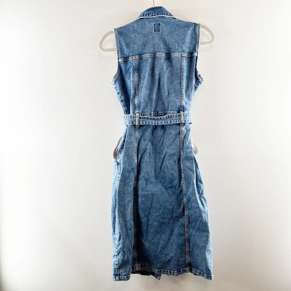 GAP Sleeveless Denim Button Up Midi Dress Jean Blue 2 Petite - Image 7