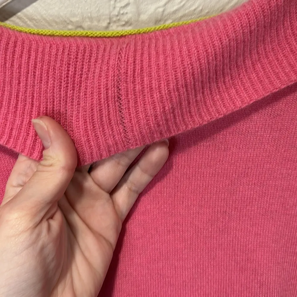 Lilly Pulitzer  Lindsay Cashmere Pink Ruffle Trim Sweater Cardigan Size Medium - Image 9