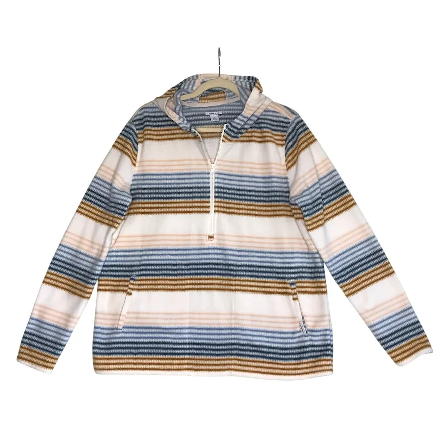 O'NEILL Half Zip Fleece Polar Hoodie Pullover Women L Striped Everyday Comfort - Image 3