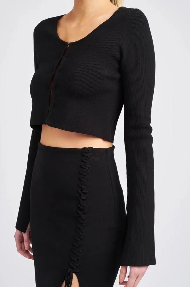 En Saison Calix Mini Knit Skirt in Black - Image 4