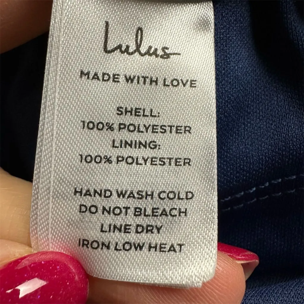 NWT Lulus Women's Celebration Time Navy Blue Sleeveless Tiered Midi Dress Size L - Image 10