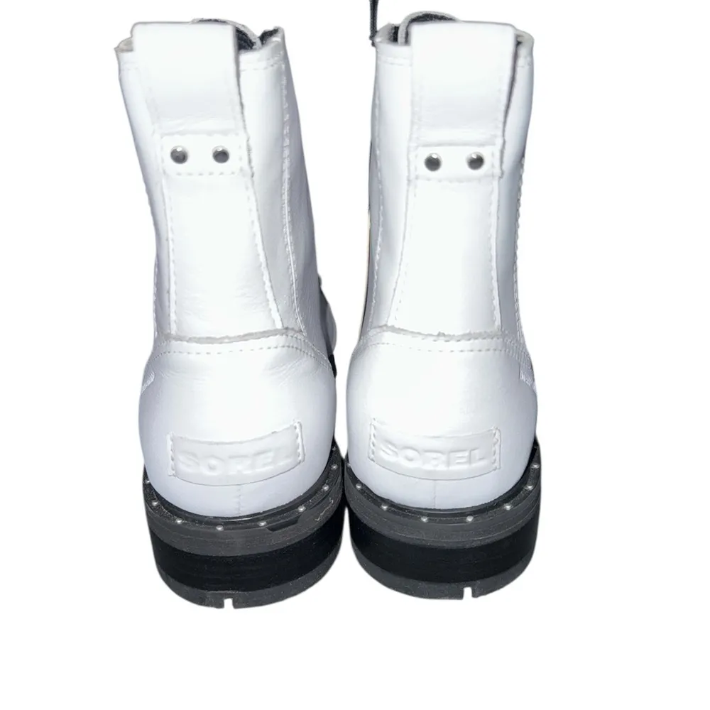 NWT Sorel ‘Lennox’ Lace White Leather Platform Ankle Combat Boots - Image 11
