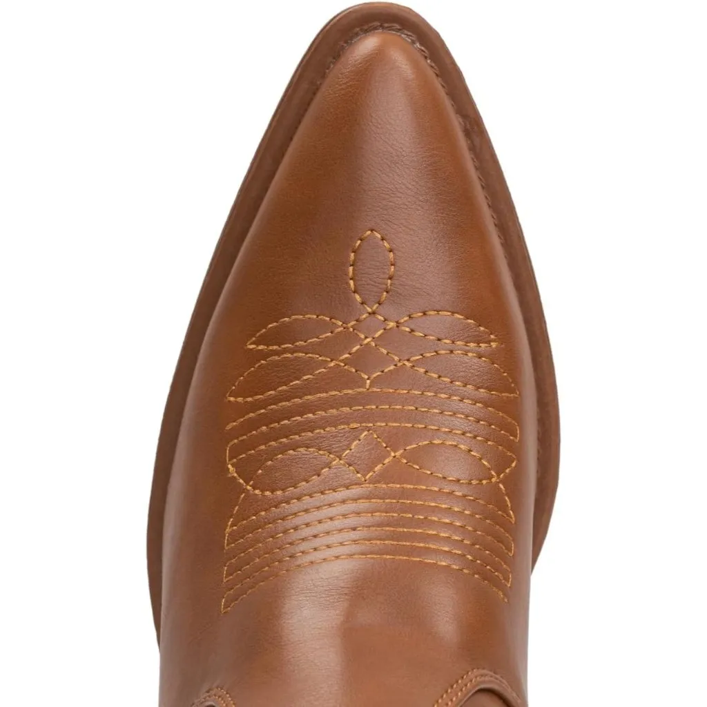 Women's Brown Embroidery Western Cowgirl Boots Pull On Pointy Toe Mid Calf Size 6 - Image 4