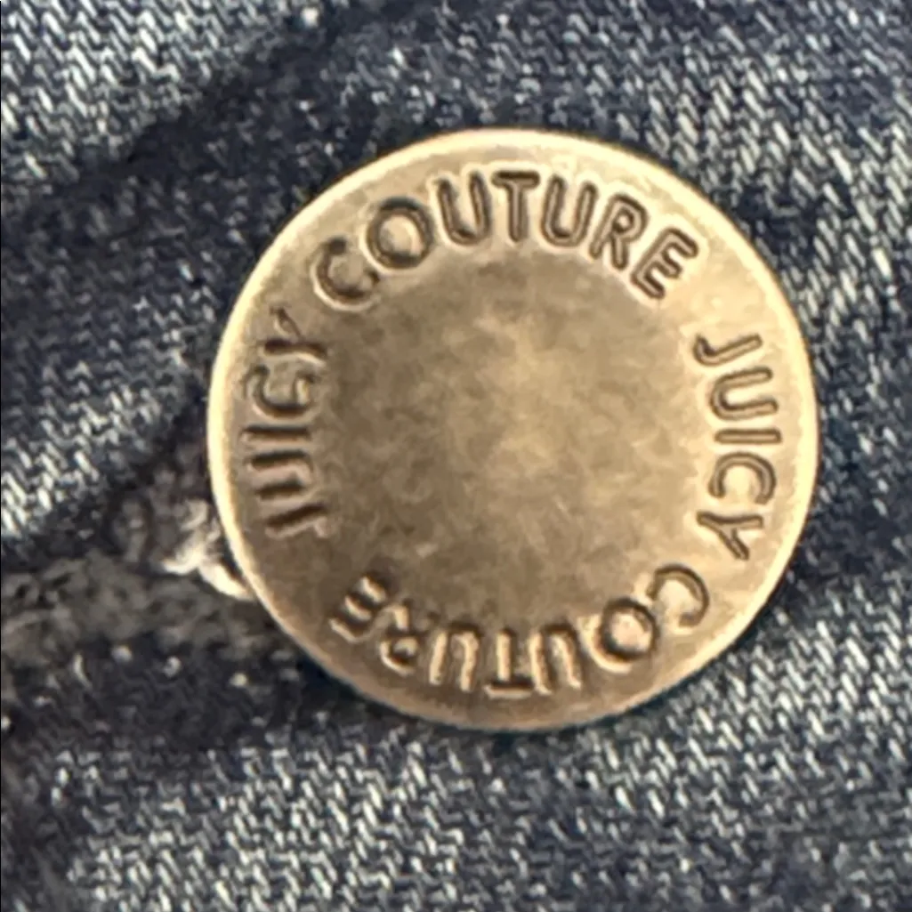 JUICY COUTURE Nailhead Stretch Denim Jean Jacket M 20” p2p Dark Wash $70 Retail - Image 7