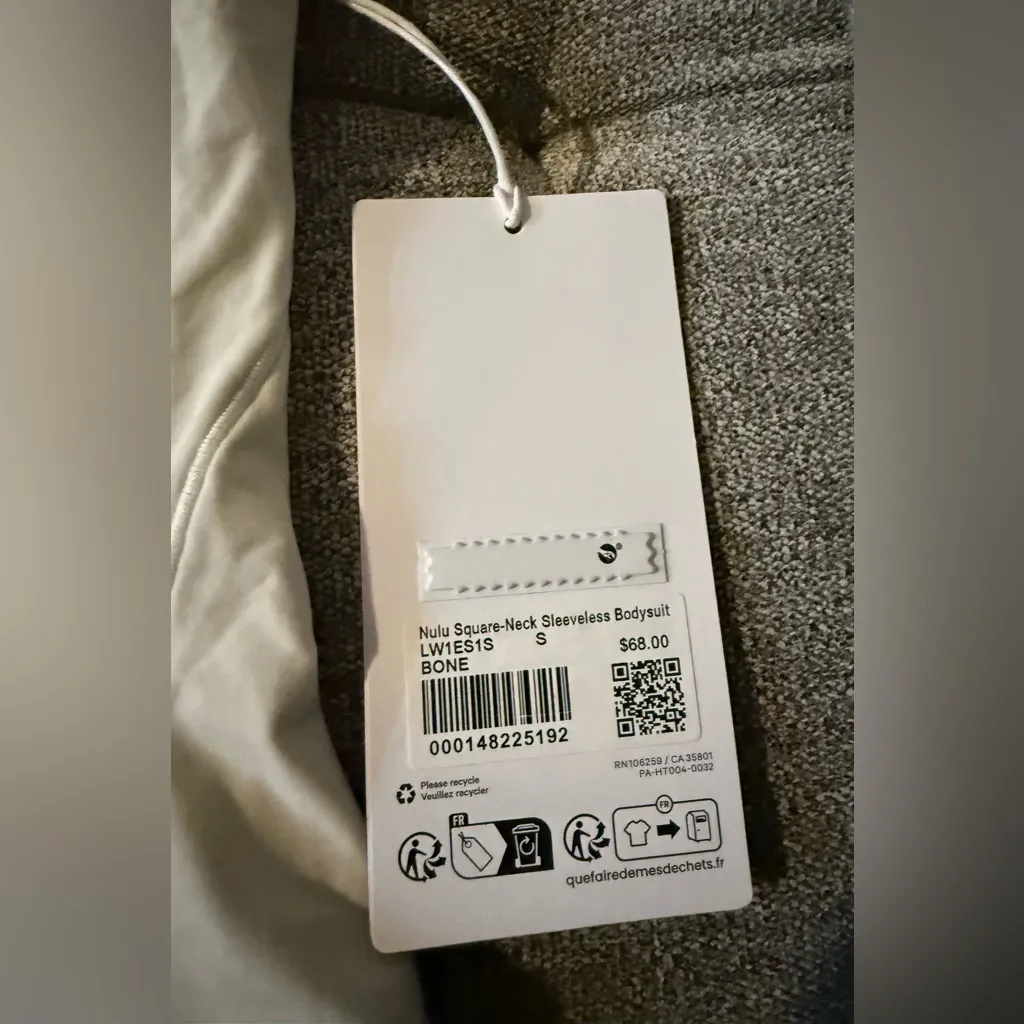 Lululemon WunderMost Ultra-Soft Nulu Square-Neck Sleeveless Bodysuit Bone Small - Image 12