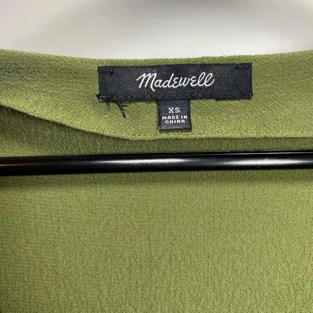 MADEWELL Novel V-neck Short Sleeve Mini Shift Dress Desert Olive Green Size XS - Image 4