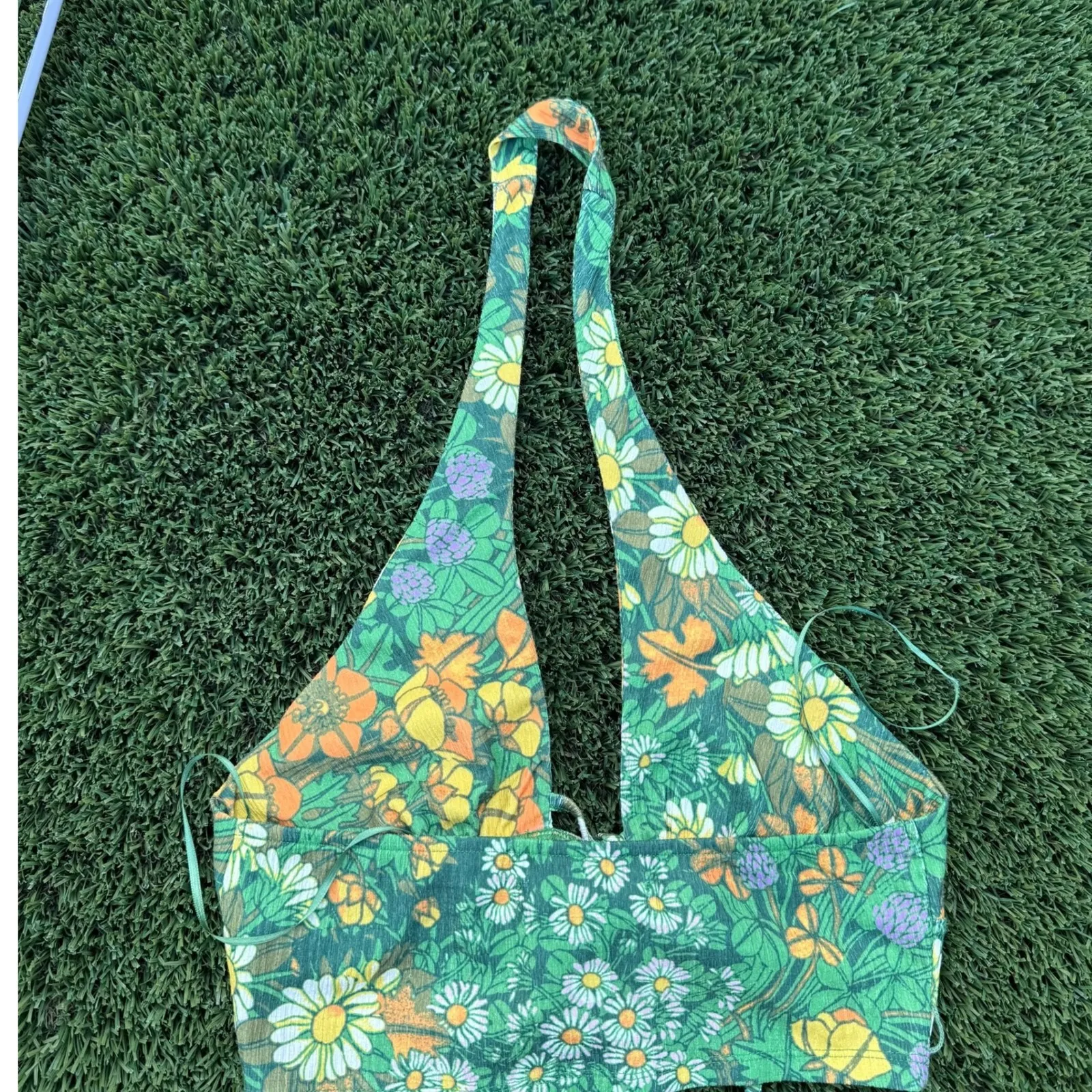 Urban Outfitters Floral Print Top Green Yellow Orange Women's M - Image 4