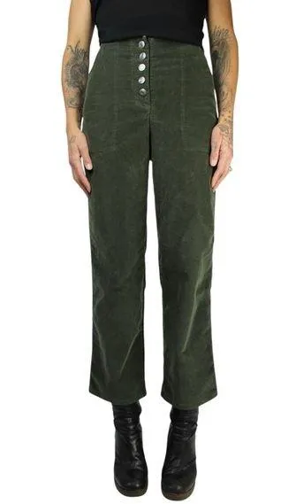 House of Harlow 1960 Cotton Blend Corduroy Straight Leg Pant Olive • Sz 6 - Image 1